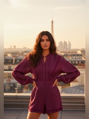 IRO Paris Magenta Romper | Size 36 (US 4/S) | NWT